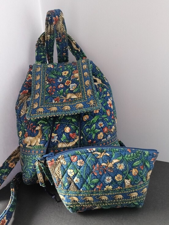 Vera Bradley Handbags - Vintage Vera Bradley quilted bag retired blue Animal Kingdom safar Backpack